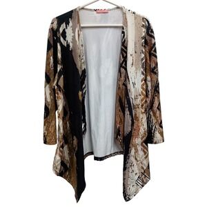 Simply Aster By Firmiana BOHO Wearable Art Cardigan Womens 2X‎ Abstract Open